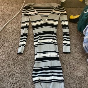NOBO striped body con dress with zippers.